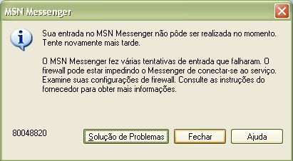 MSN: Erro 80048820