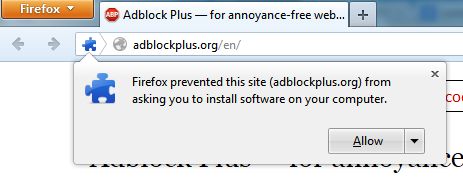 Adblock Plus Firefox Install Window