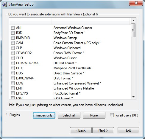 IrfanView Associate Extensions