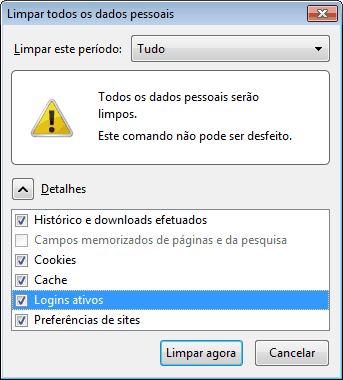 Mozilla Firefox - Apagar histórico