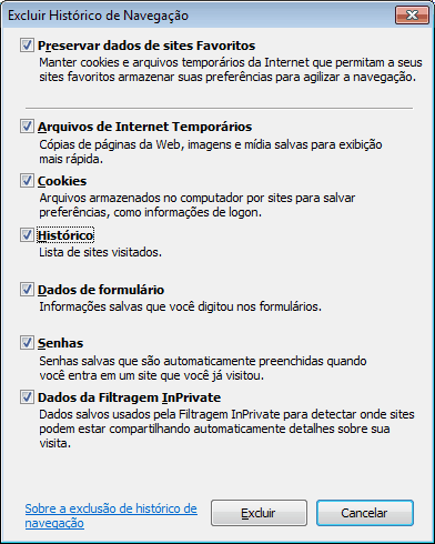 Internet Explorer - Limpar Histórico