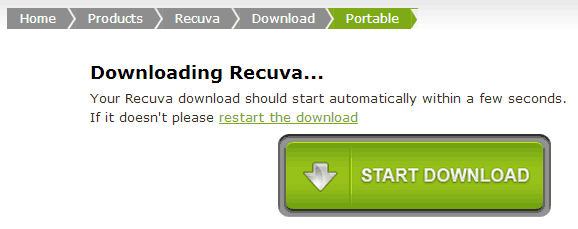 Recuva - Página de Download