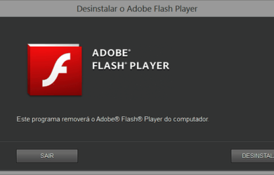 Tela do Desinstalador do Adobe Flash Player