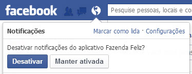 Área de Notificação do Facebook - Desativar Solicitação de Jogo