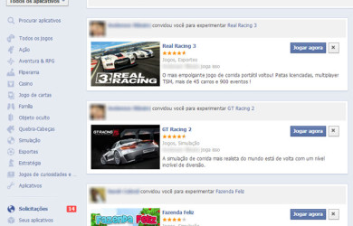 Facebook - Solicitações de Jogos