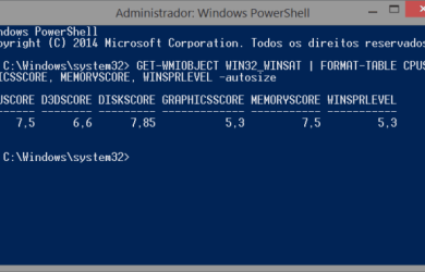 Resultados do Índice de Experiência no PowerShell