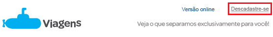 Opt-out Submarino Viagens no início do e-mail