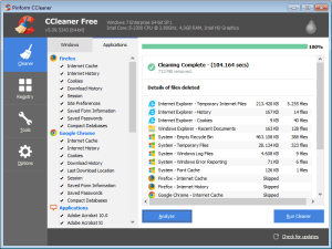 CCleaner Free - Cleaning Complete